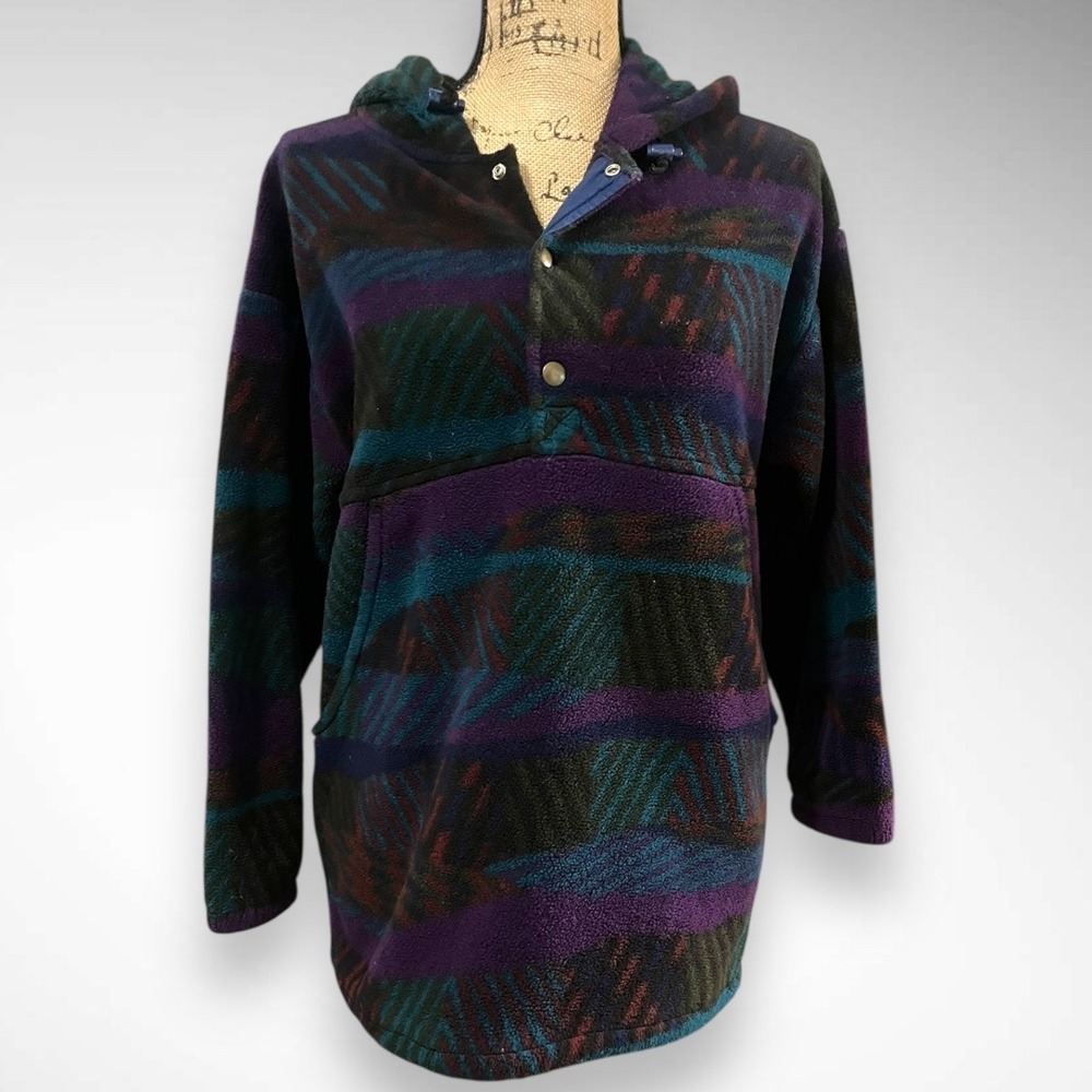 CHERRY TREE Multicolored Fleece Hooded Pullover Sweatshirt Size 14/16 | EUC‎